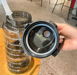 Pack Of 3 Transparent  Motivational Water Bottle, Large Capacity Water Bottle, Sports Water Bottle, Transparent Refillable Leakproof Water Bottle