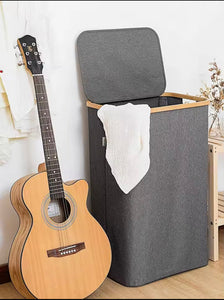 Foldable Laundry Basket With Lid, Bamboo Laundry Basket With Inner Bag, Bedroom Storage Box, Bathroom Dirty Clothes Basket