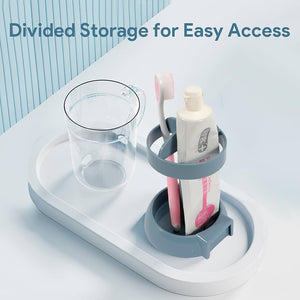 Toothbrush Holder With Wash Cup, Toothbrush And Toothpaste Holders, Bathroom Shelf Toothbrush Storage Rack, Toothpaste Holder Storage Case