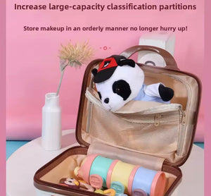 Portable Mini Bear Makeup Handbag, Mini Bear Travel Cosmetic Bag, Durable Zipper Cosmetic Bag