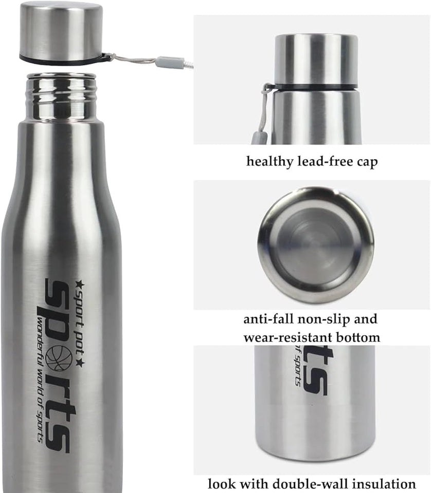 Sports Stainless Steel Water Bottle, Sports Water Bottle for Outdoor Activities, Vacuum Flask Thermo Water Bottle