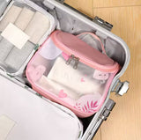 Waterproof Girly Print Toiletry Bag, Large Capacity Transparent Cosmetic Bag With Hook, Travel Portable Makeup Organizer Bag