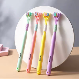 Soft Bristle 3 Sided Toothbrush, Oral Care Safety Toothbrush, Deep Cleaning Baby Toothbrush