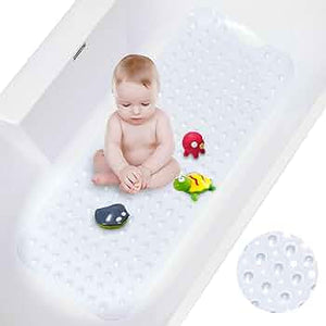 Rectangle PVC Anti Skid Bath Mat, Soft Shower Bathroom  Mat, Suction Cup Non Slip Bathtub Carpet