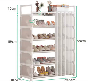Dustproof Shoe Rack With Curtain, Stackable Multilayer Shoe Rack, Space Saving Footwear Organizer, Shoe Rack Organizer Cabinet With Curtain