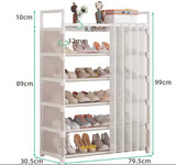 Dustproof Shoe Rack With Curtain, Stackable Multilayer Shoe Rack, Space Saving Footwear Organizer, Shoe Rack Organizer Cabinet With Curtain