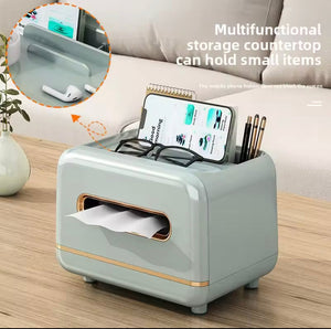 Elegant Tissue Box With Magnetic Opening, Multifunctional Tissue Holder, Large Capacity Tissue Dispenser And Phone Stand