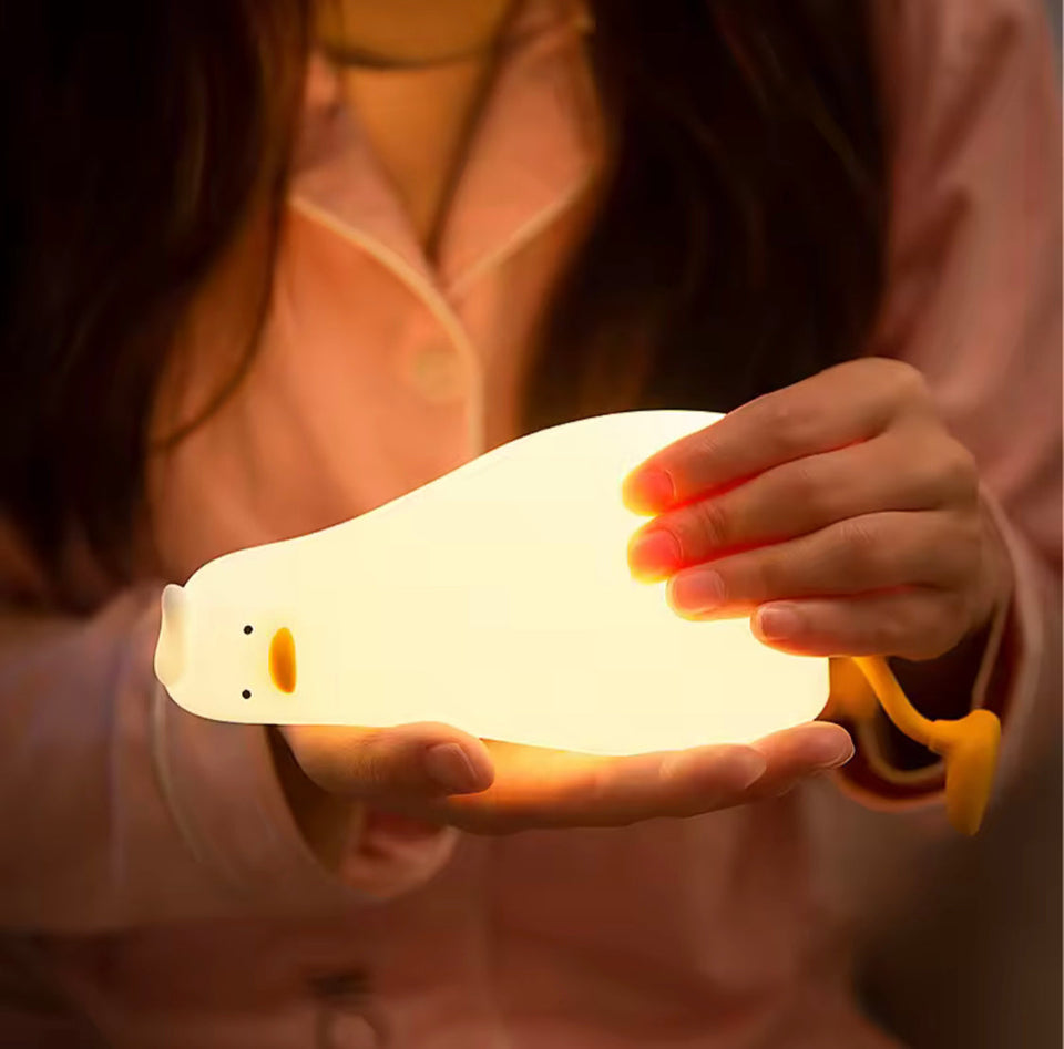 Rechargeable Lazy Duck Lamp, Multipurpose Silicon Touch Sensor Tap Light, Baby Kids Bedside Night Light, Duck Shape Mobile Phone Holder, Duck Lamp For Room Decoration