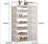 Dustproof Shoe Rack With Curtain, Stackable Multilayer Shoe Rack, Space Saving Footwear Organizer, Shoe Rack Organizer Cabinet With Curtain