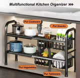 2 Tier Under Sink Organizer, Expandable Cabinet Shelf, Kitchen Under Sink Adjustable Dish Rack, Multifunctional Kitchen Organizer