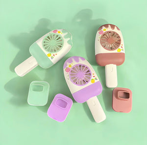 Popsicle Ice Cream Handheld Mini Portable Fan, Rechargeable Ice Cream Mini Hand Fan With Stand, Summer Mini Portable Hand Fan