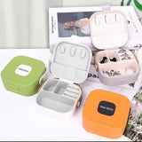 Portable Storage Jewelry Box, Cute Plastic Silicone Rings Case, Jewelry Storage Box With Leather Handle, Travel Carrying Mobile Cable And Earphones Organizer Case