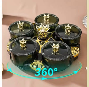 360° Rotating Acrylic Candy Tray, Desktop Decorative Serving Tray With Lid, Living Room Dried Fruit Tray