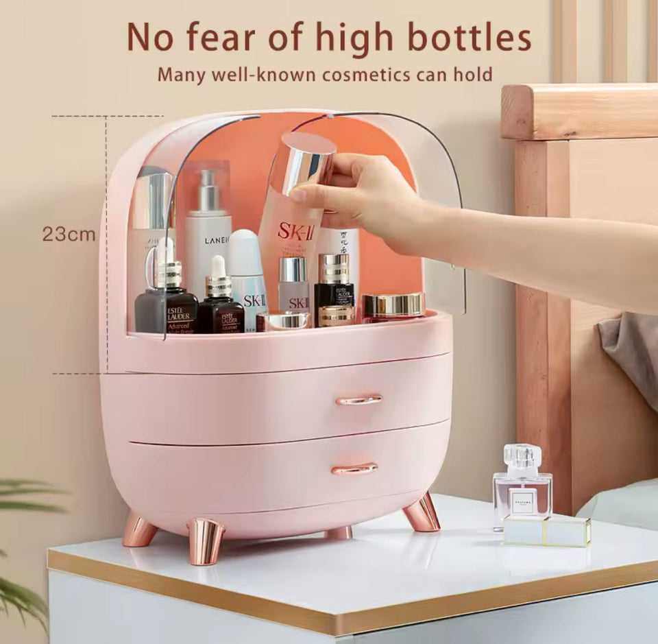 Desktop Cosmetics Storage Box With Drawers, Makeup Sundries Storage Organizer, Cosmetic Display Case, Dust Proof Storage Rack