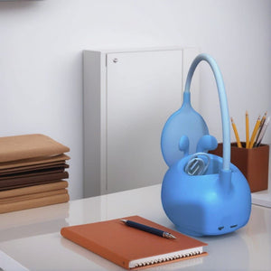 Cute Rabbit Desk Lamp With Pen Holder, Foldable Table Desk Book Reading Lamp, Rechargeable Study Lamp