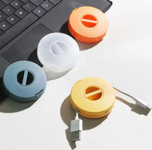 Pack Of 3 Rotatable Data Cable Storage Box, Multifunctional Desktop Wire Storage Organizer, Rotating Cable Organizer, Portable Wire Storage Case
