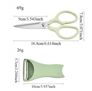 Kitchen Scissors And Peeler Set, Standable Stainless Steel Scissors And Peeler, Vegetable Cutting Scissors, Dryfruit Cutting Scissors And Peeler