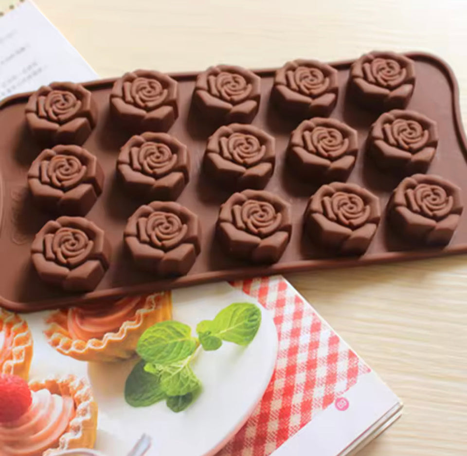 Flowers Shaped Silicone Chocolate Mold, Cake Decoration Tool, Reusable Rose Flower Chocolate Mold