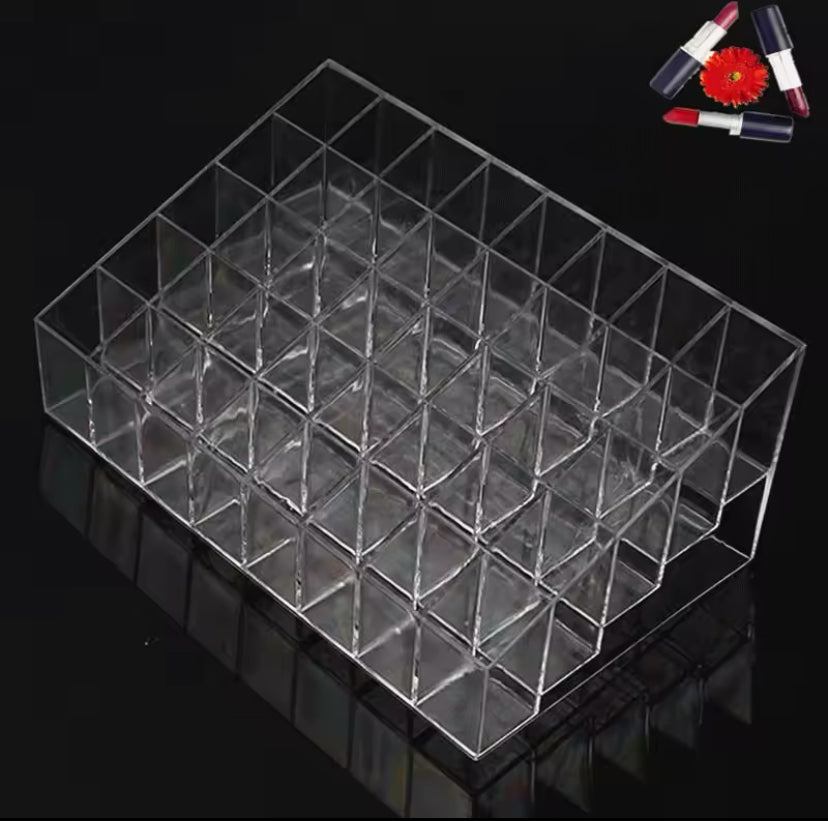 Lipstick Display Stand Holder, Acrylic Lipstick Storage Box, Acrylic Makeup Organizer, Desktop Lipstick Display Storage Box, Cosmetic Nail Polish Storage Rack, Desktop Dressing Table for Lip Glaze Brushes Bottles