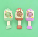 Popsicle Ice Cream Handheld Mini Portable Fan, Rechargeable Ice Cream Mini Hand Fan With Stand, Summer Mini Portable Hand Fan