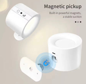 Double Head Led Wall Lamp With Magnetic Holder, 360° Rotatable For Bedroom Reading Lamp, Portable Night Light