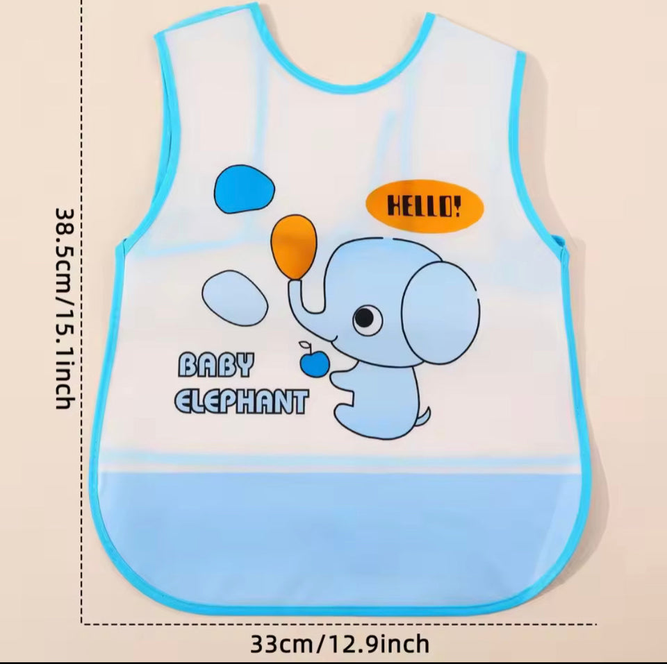 Waterproof Baby Bibs For Toddlers, Sleeveless Feeding Apron For Toddlers, Cartoon Animals Kids Bib