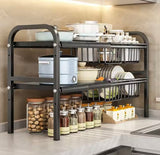 2 Tier Under Sink Organizer, Expandable Cabinet Shelf, Kitchen Under Sink Adjustable Dish Rack, Multifunctional Kitchen Organizer