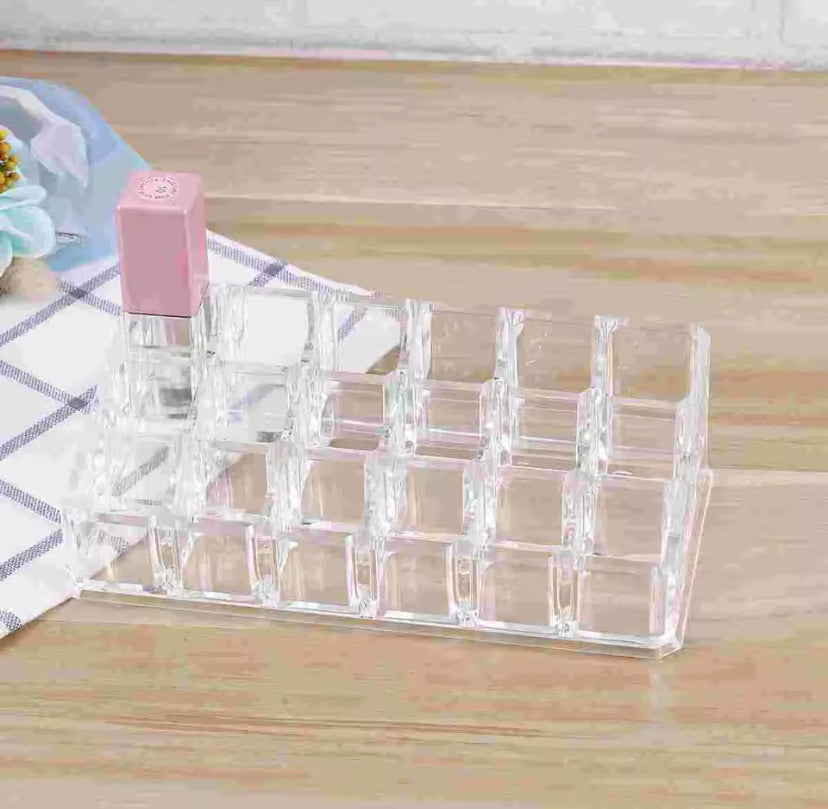 Lipstick Display Stand Holder, Acrylic Lipstick Storage Box, Acrylic Makeup Organizer, Desktop Lipstick Display Storage Box, Cosmetic Nail Polish Storage Rack, Desktop Dressing Table for Lip Glaze Brushes Bottles