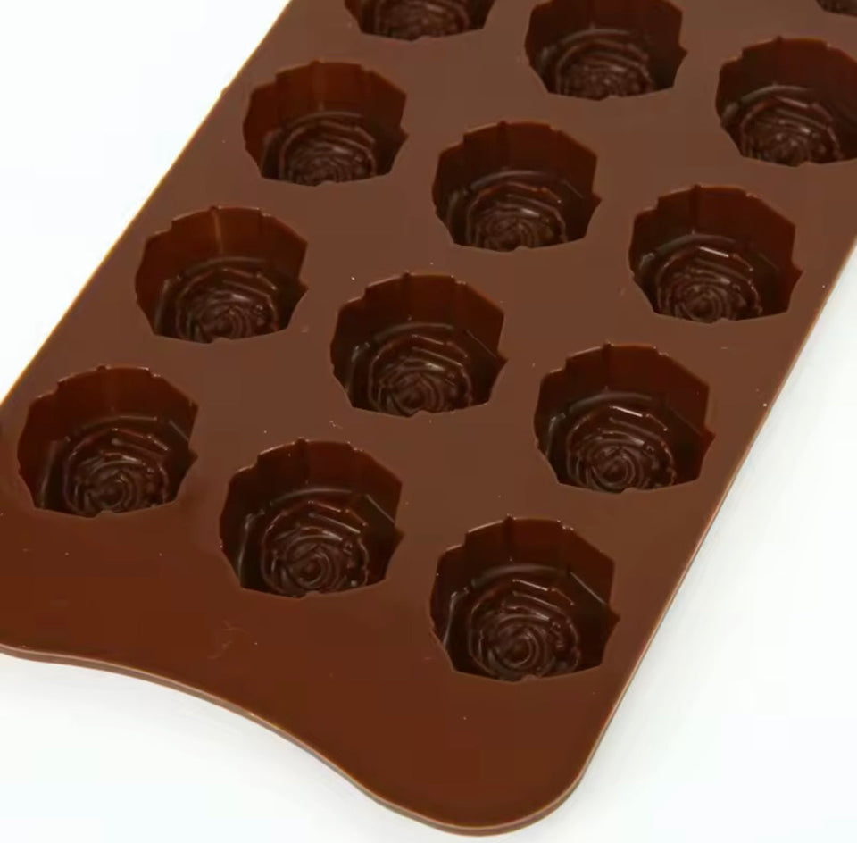 Flowers Shaped Silicone Chocolate Mold, Cake Decoration Tool, Reusable Rose Flower Chocolate Mold