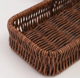Durable Plastic Imitation Rattan Storage Basket, Kitchen Drawer Organizer, Rectangle Home Desk Decoration Tray, Square Serving Basket