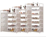 Dustproof Shoe Rack With Curtain, Stackable Multilayer Shoe Rack, Space Saving Footwear Organizer, Shoe Rack Organizer Cabinet With Curtain