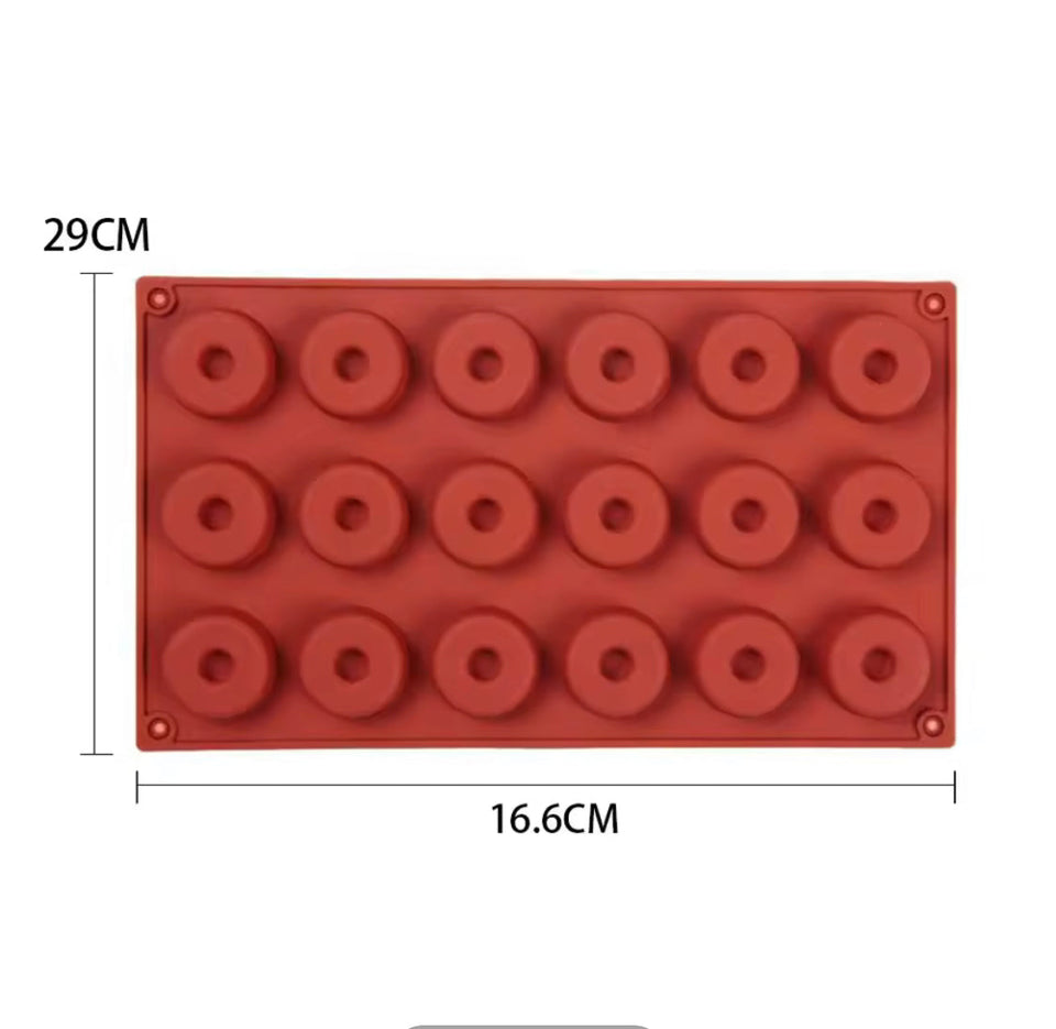 Mini Silicone Donut Chocolate Molds, 18 Grids 3D Silicone Donuts Molds, Pastry Decorating Molds