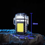 Rechargeable Transparent Lighter With Flashlight, USB Camping Flashlight, Mini Torch With Cigarette Lighter