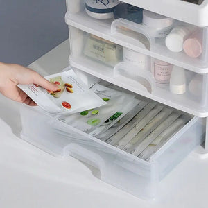 Transparent Beauty Counter, Desktop Sundries Storage Box, Dressing Table Storage Rack, Multifunction Desktop Drawer Jewelry Makeup Holder, Four Layer Three Drawer Plastic Box