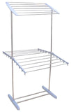 Double Layer Stainless Steel Clothes Rack, Multifunctional 2 Layer Foldable Cloth Dryer Stand Rack, Hanging Storage Wardrobe