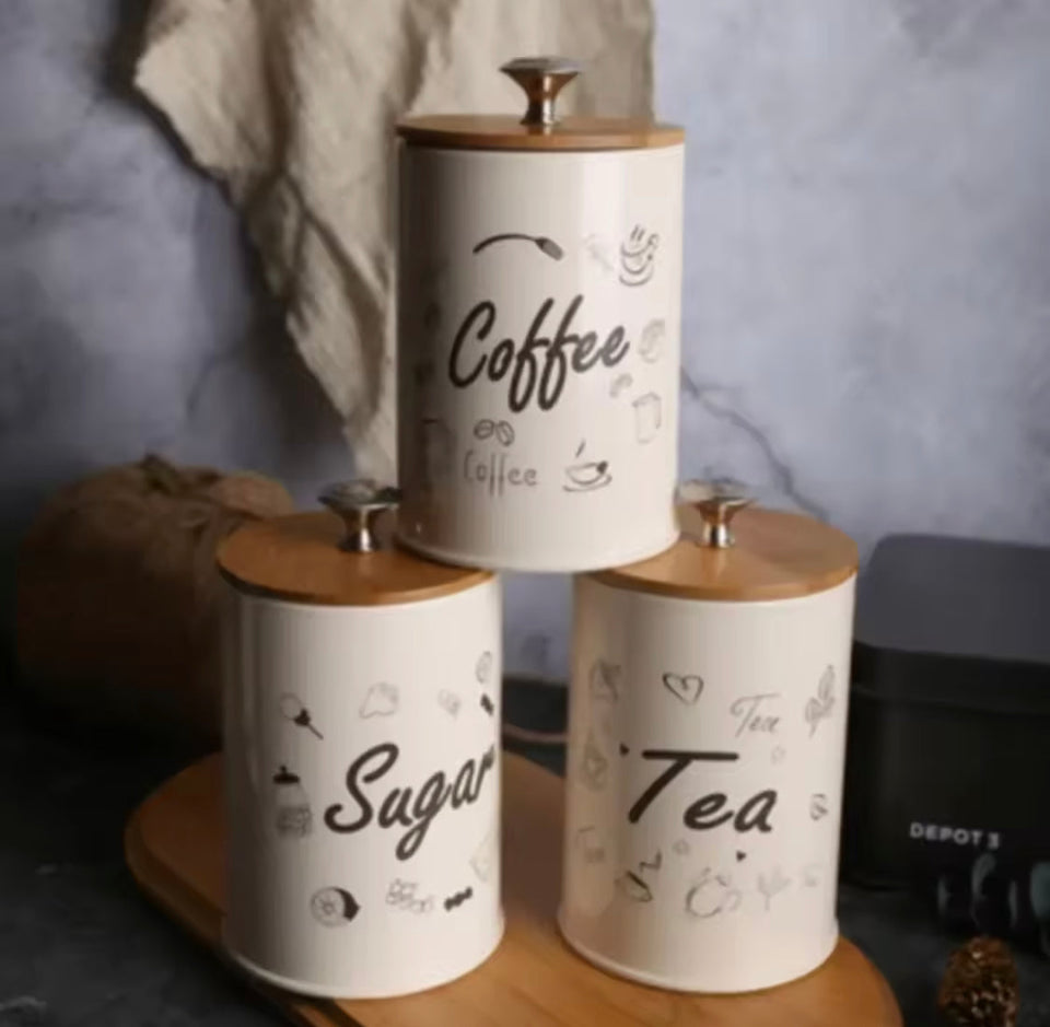 3pcs Reusable Spice Storage Jar With Lid, Moisture Proof Kitchen Storage Airtight Cans, Coffee Beans Tea Snacks Sealed Container, Seasoning Bottle Spice Jars, Stainless Steel Kitchen Storage Pots