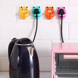 Set Of 4 Bear Plug Bracket Punch Free Hooks, Punch Free Power Plug Socket Holder, Wall Mounted Power Strip Holder