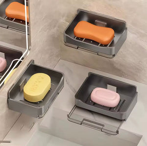 Creative Wall Mounted Soap Holder, Self Adhesive Punch Free Soap Box, Drainage Waterproof Soap Storage Tray, Bathroom Soap Holder Tray