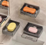 Creative Wall Mounted Soap Holder, Self Adhesive Punch Free Soap Box, Drainage Waterproof Soap Storage Tray, Bathroom Soap Holder Tray