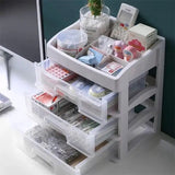 Transparent Beauty Counter, Desktop Sundries Storage Box, Dressing Table Storage Rack, Multifunction Desktop Drawer Jewelry Makeup Holder, Four Layer Three Drawer Plastic Box
