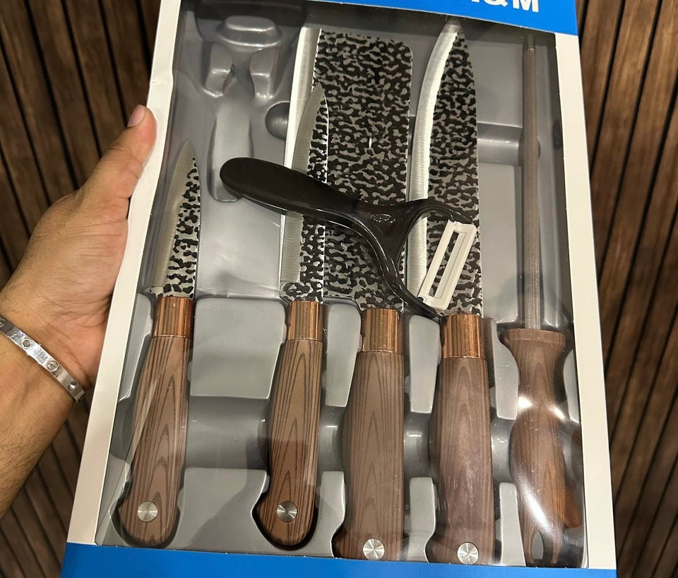 6pcs Kitchen Knives Set, Premium Quality Fruit And Vegetable Knife, Kitchen Cutlery Set, Premium Steak Cutting Knife