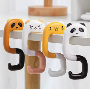 Cartoon Shape Portable Bag Hook, Bracket Punch Free Hooks, Weight Bearing Desktop Hooks, Foldable Cartoon Animal Hooks