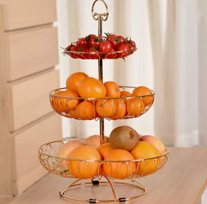 3 Layer Retro Style Fruit Basket, Countertop Metal Fruit Basket, Decoration Fruit Rack, Kitchen Fruit Basket Rack