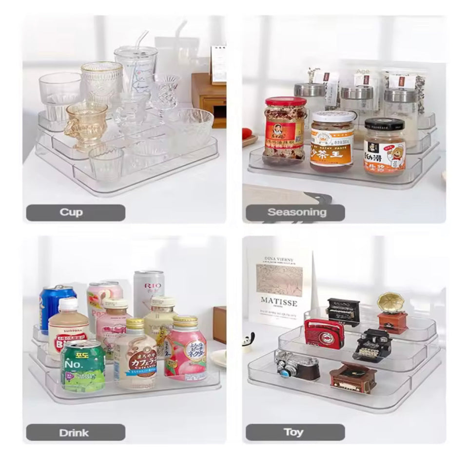 3 Tier Acrylic Desktop Perfume Shelf, Kitchen Seasoning Organizer Box, Multi Layer Vanity Countertop