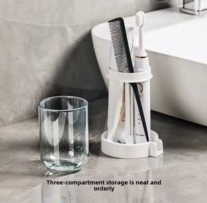 Portable Toothbrush Holder With Mouthwash Cup, Toothpaste  Storage Shelf, Toothbrush Holder With Dust Cover, Toiletries Bathroom Organizer