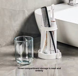 Portable Toothbrush Holder With Mouthwash Cup, Toothpaste  Storage Shelf, Toothbrush Holder With Dust Cover, Toiletries Bathroom Organizer