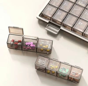 Portable 21 Grids Pill Organizer, Travel Pill Cases, Removable Medicine Container, Daily Storage Tablets Box