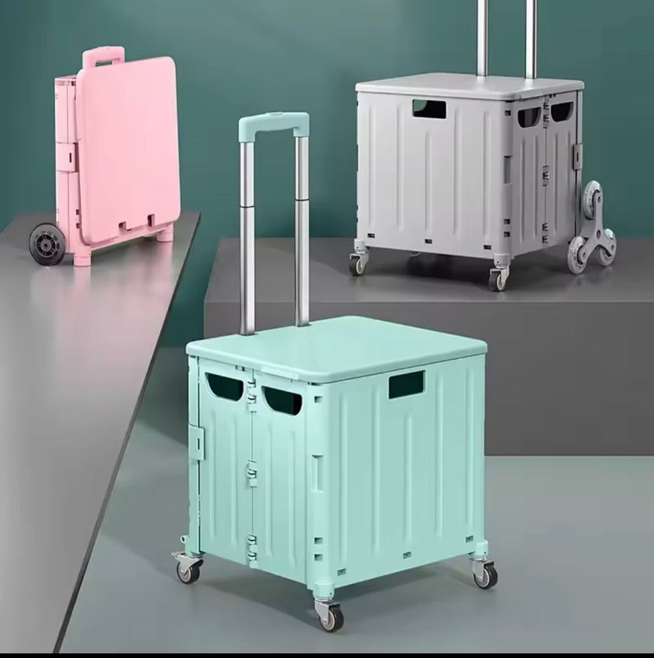 Shopping Cart Folding Trolley, Lightweight Foldable Outdoor Trolley, Portable Plastic Shopping Trolley