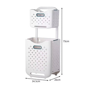 Large Capacity 2 Layers Durable Clothes Basket, Children Clothes Toys Book Storage Organizer, Foldable Laundry Basket, Multifunctional Storage Dirty Clothes Basket