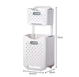 Large Capacity 2 Layers Durable Clothes Basket, Children Clothes Toys Book Storage Organizer, Foldable Laundry Basket, Multifunctional Storage Dirty Clothes Basket